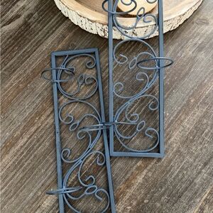 Elegant Blue Metal Wall Candle Scones Set